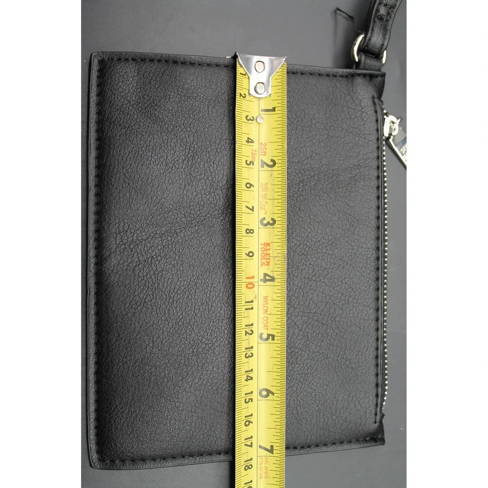 Steve Madden Black Wristlet Clutch Zip Pouch Removable Strap